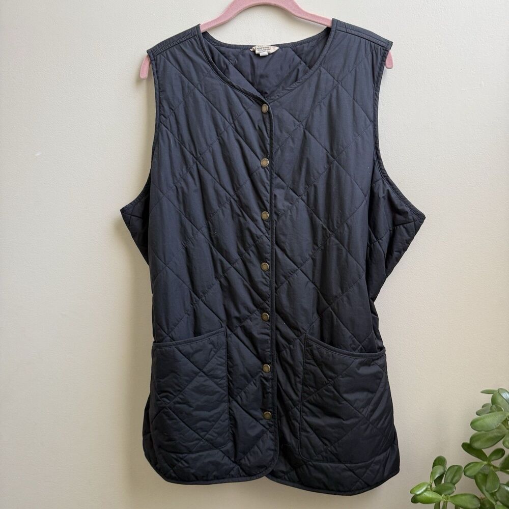 Duluth Trading Women's Reversible Quilted Vest XXL Black Snap Front Nylon